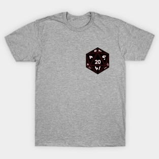 (Pocket) Black D20 Dice (Red Outline) T-Shirt